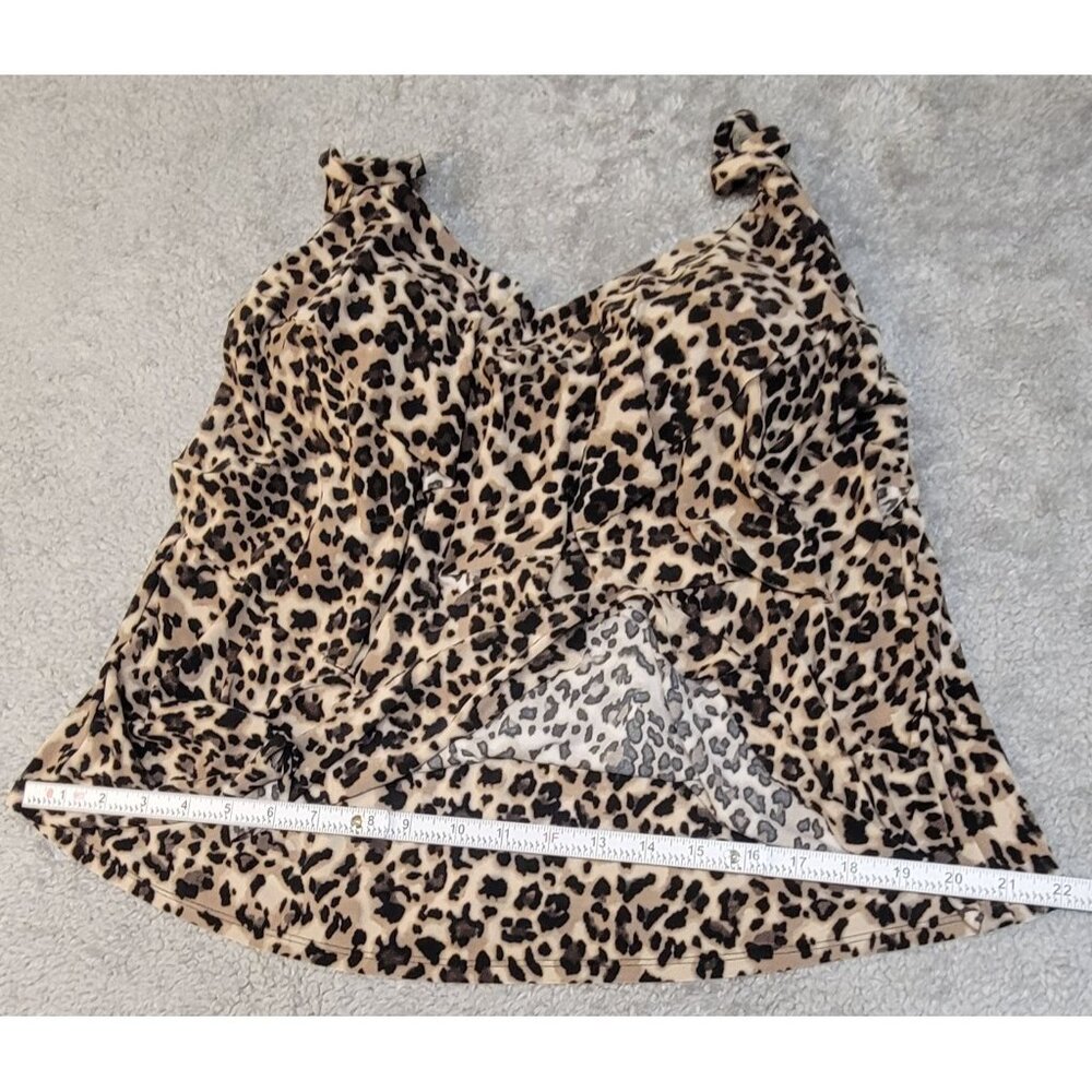 Aqua Green Tiered Leopard Print Tankini.  Size:  1X - Picture 8 of 16